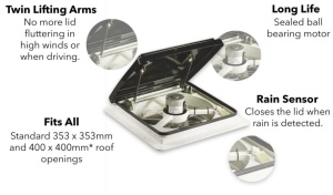 Maxxair Maxxfan Plus Roof Vent Fan With Remote Control (350 x 350mm) SMOKE