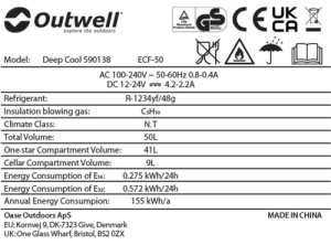 Outwell Deep Cool 50 Litre Coolbox with compressor