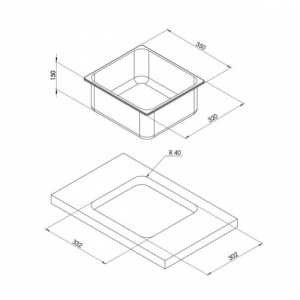 Can LA1402 Rectangular Stainless Steel Sink 350 x 320mm