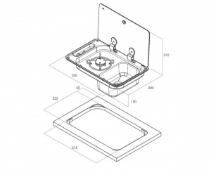 Can FL1323 - 1 Burner Combination Unit with Glass Lid