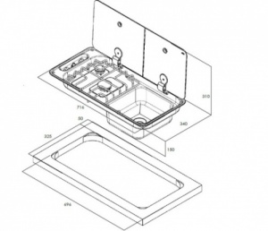 Can FL1401 - 2 Burner Combination Unit with Glass Lids