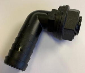 1/2'' BSP - 20mm Barb Angled Tank Fitting with Seal and Nut