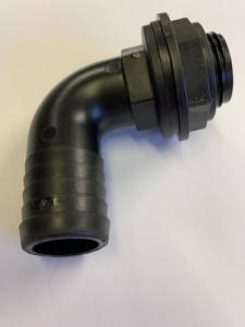 3/4'' BSP - 25mm Barb Angled Tank Fitting with Seal and Nut