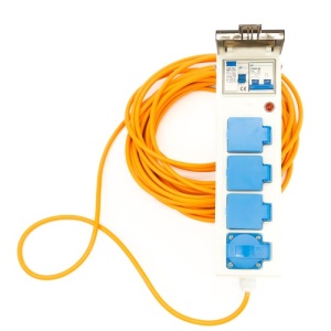 Leisurewize 5 Way 240V Mobile Mains Unit RCD 5-in-1 Hook Up Cable With USB Points