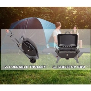 Crusader Portable Combo BBQ Trolley Gas Barbecue